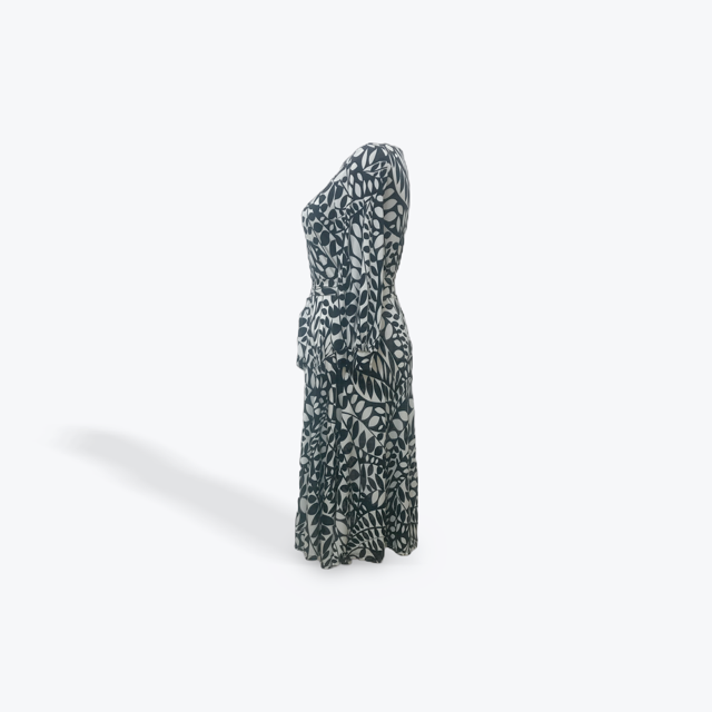 Geometric Leaves Midi Dress