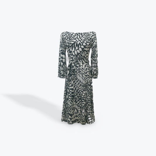 Geometric Leaves Midi Dress