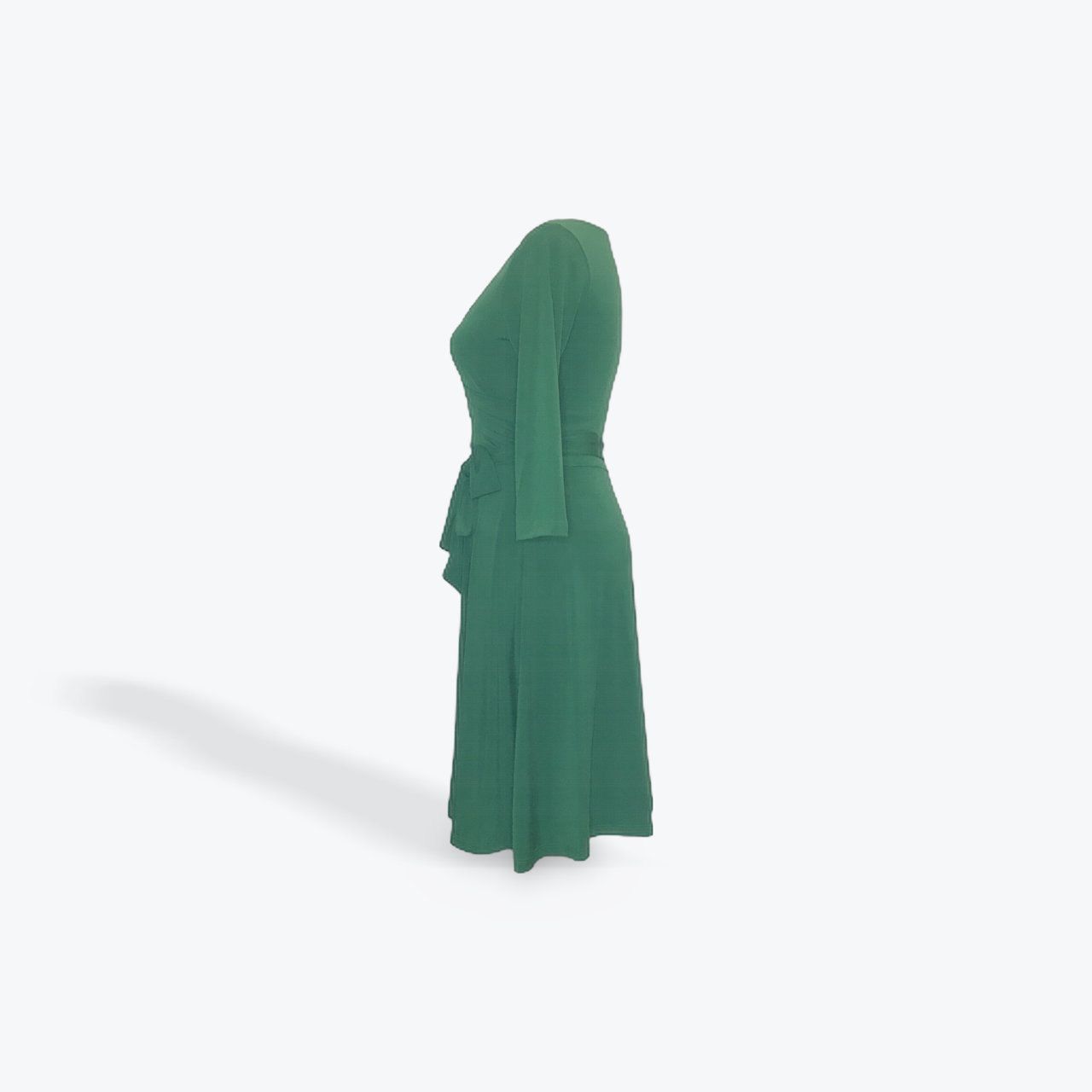 Kelly Green Knee Length Wrap Dress