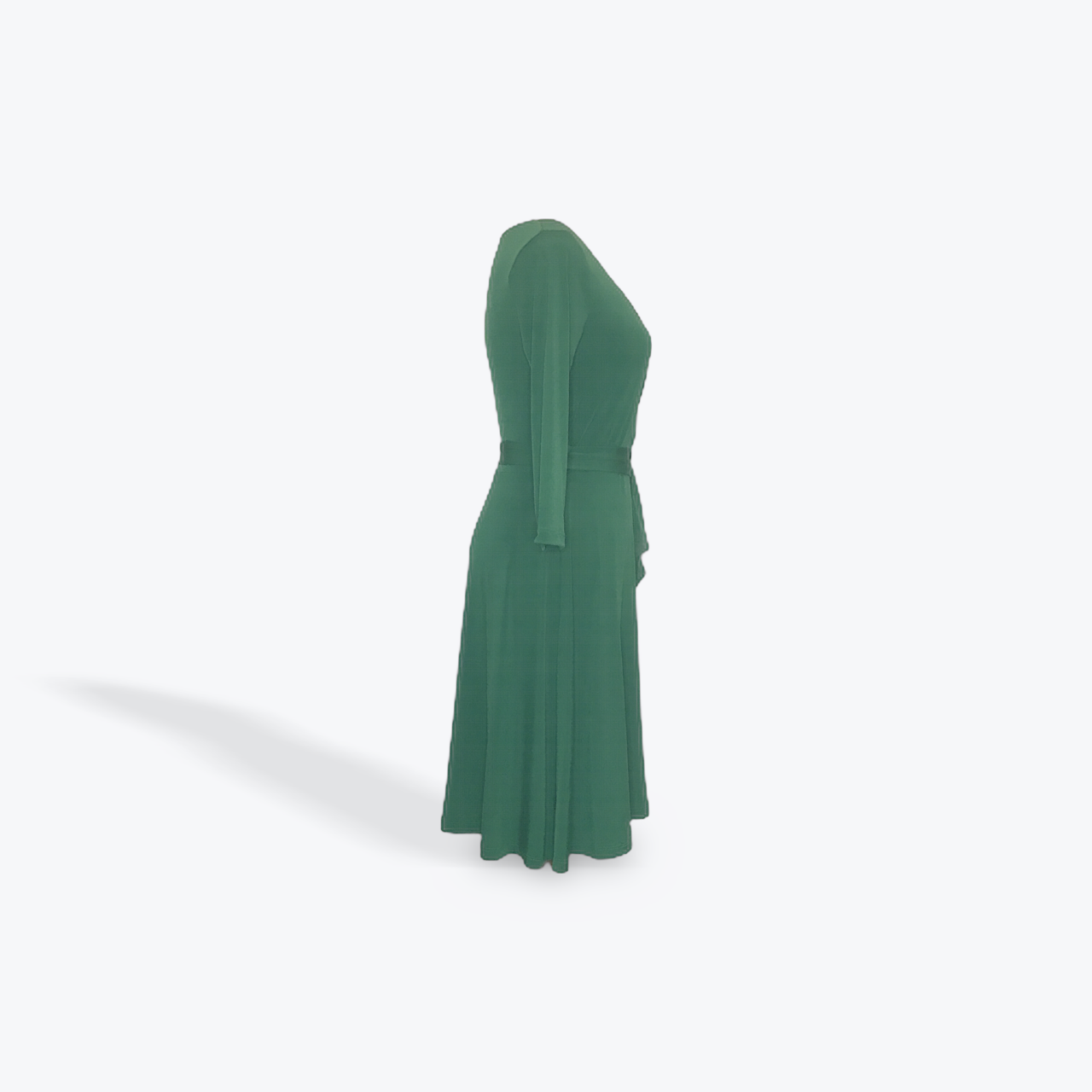 Kelly Green Knee Length Wrap Dress
