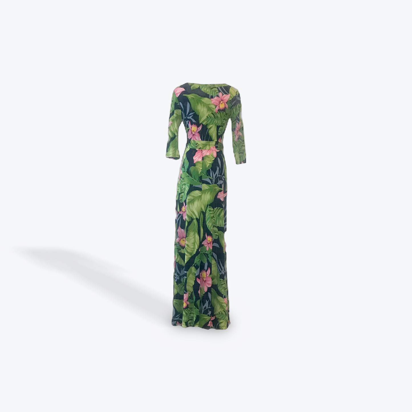 Orchids and Leaves Maxi Wrap Dress